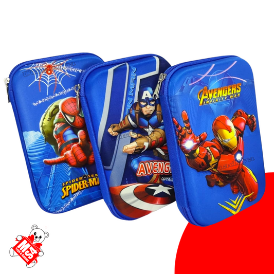 Avengers Big 3D Pouch | Hard Case Pencil Pouch | 3D Embossed Cover Pencil Case with Compartments, Pencil Pouch Box for Kids