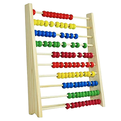 Calculation Rack Abacus Wooden | 10 Rows & 100 Beads for 3+ Children; Pre School Math Learning, Calculating, Counting Montessori Puzzle Toys