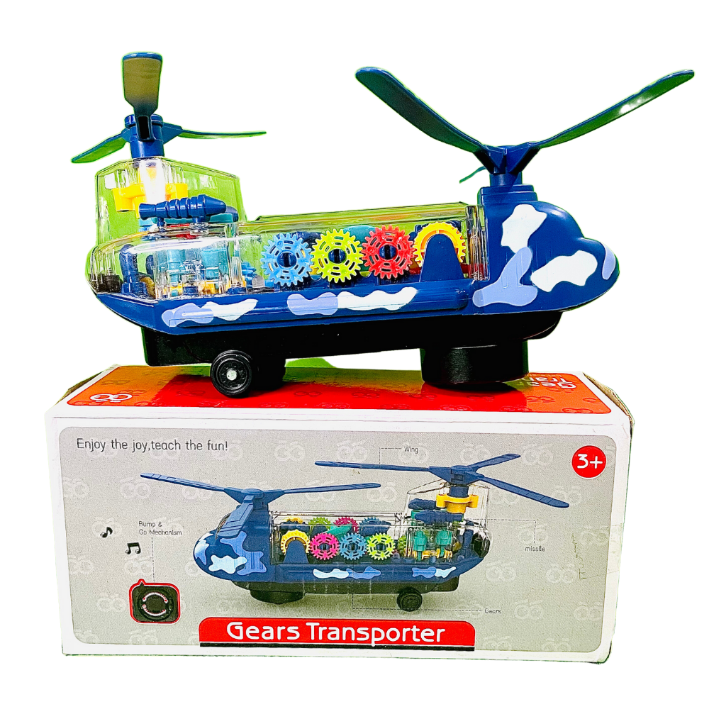 Musical Gear Transporter Helicopter AirPlane | 3D Lights & Musical