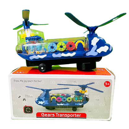 Musical Gear Transporter Helicopter AirPlane | 3D Lights & Musical