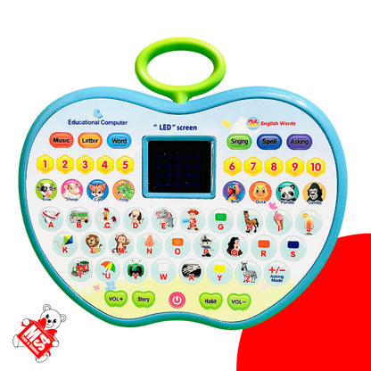 Educational Computer Toy | Apple Shaped Tablet - LED Display and Fun Music Learning Alphabets, Numbers, Words, Animals and Story