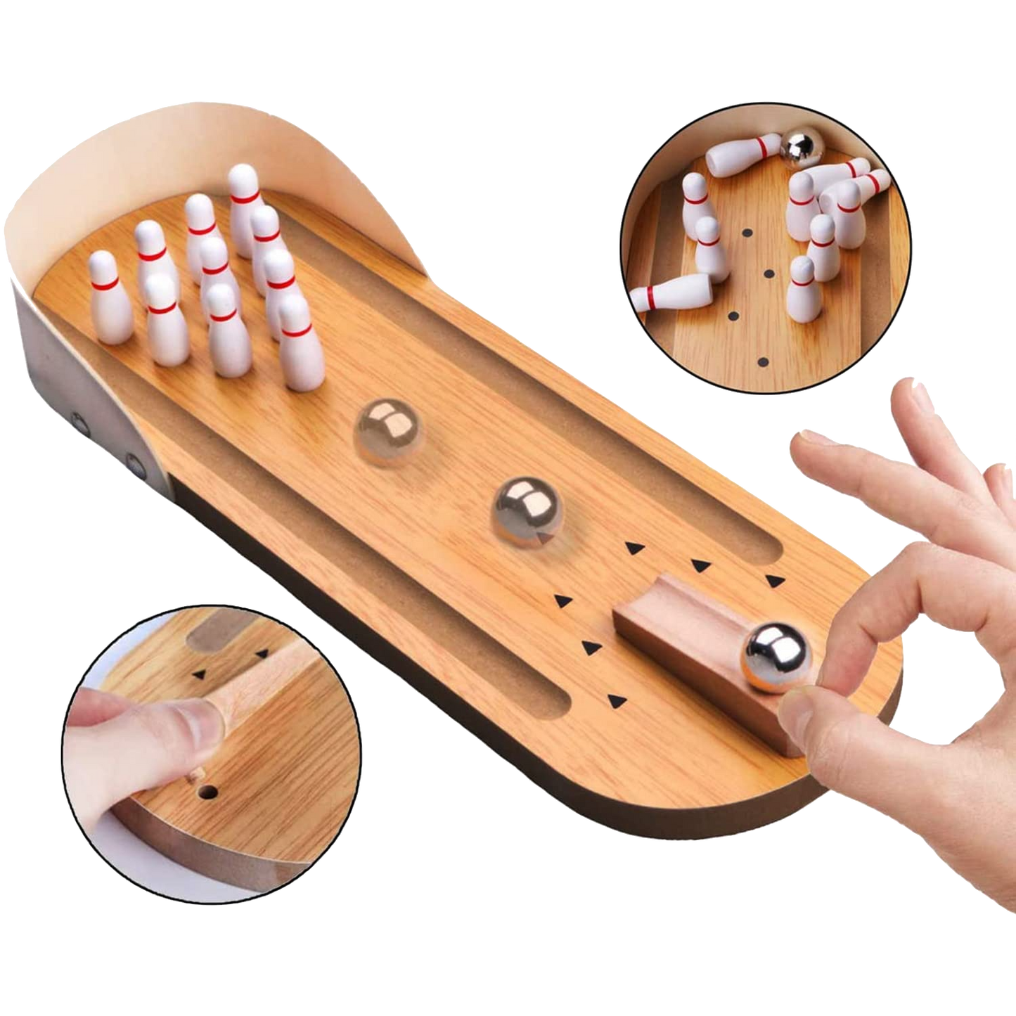 Bowling Game Set Wooden | Ball Bowling Indoor Game Play Set