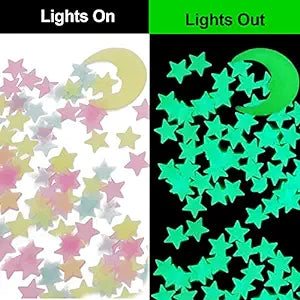 Glow in Dark Stickers | Fluorescent Star Moon Stickers Kids