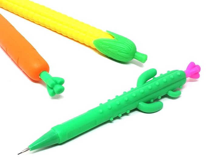 3in1 PenPencil | Carrot Cactus Corn | Kids Click PenPencil Set of 3