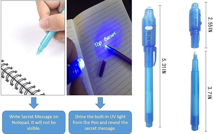 Invisible Magic Pen | With UV Lights | Colourless Ink | Hidden Information Written Fun Activities For Kids