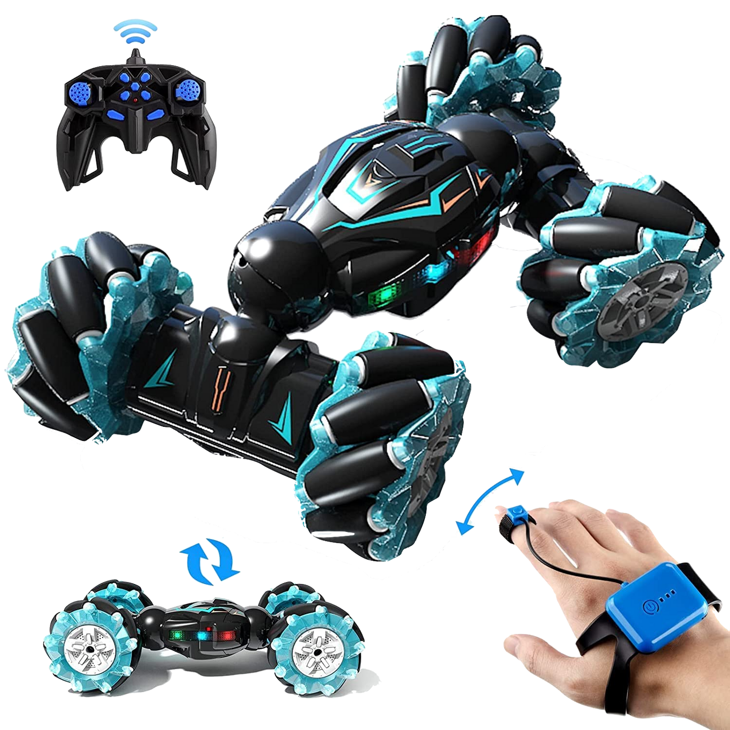 Hand Sensor Gesture Control RC Car | 360° Flips with Lights Music | Remote Control Gesture Sensor Toy, Double Sided Rotating