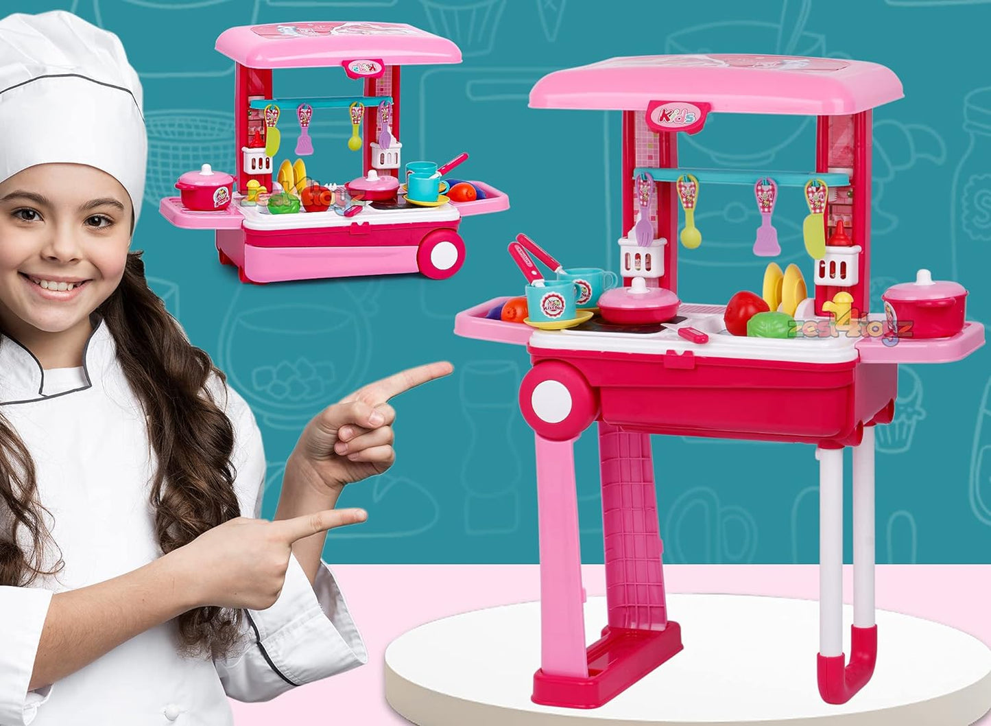 2in1 Trolley Kitchen Play Set | Kids Roleplay (Big)