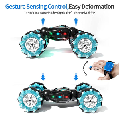 Hand Sensor Gesture Control RC Car | 360° Flips with Lights Music | Remote Control Gesture Sensor Toy, Double Sided Rotating