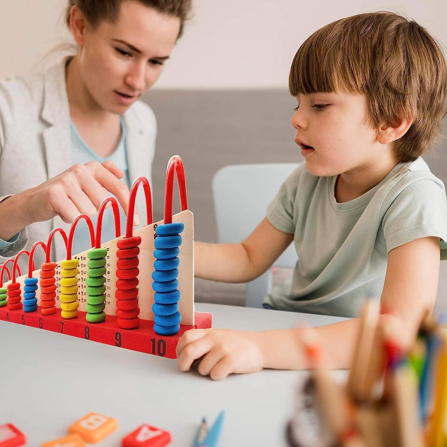 Wooden Abacus Double Sided | Kids Educational Shelf Abacus Set Colourful