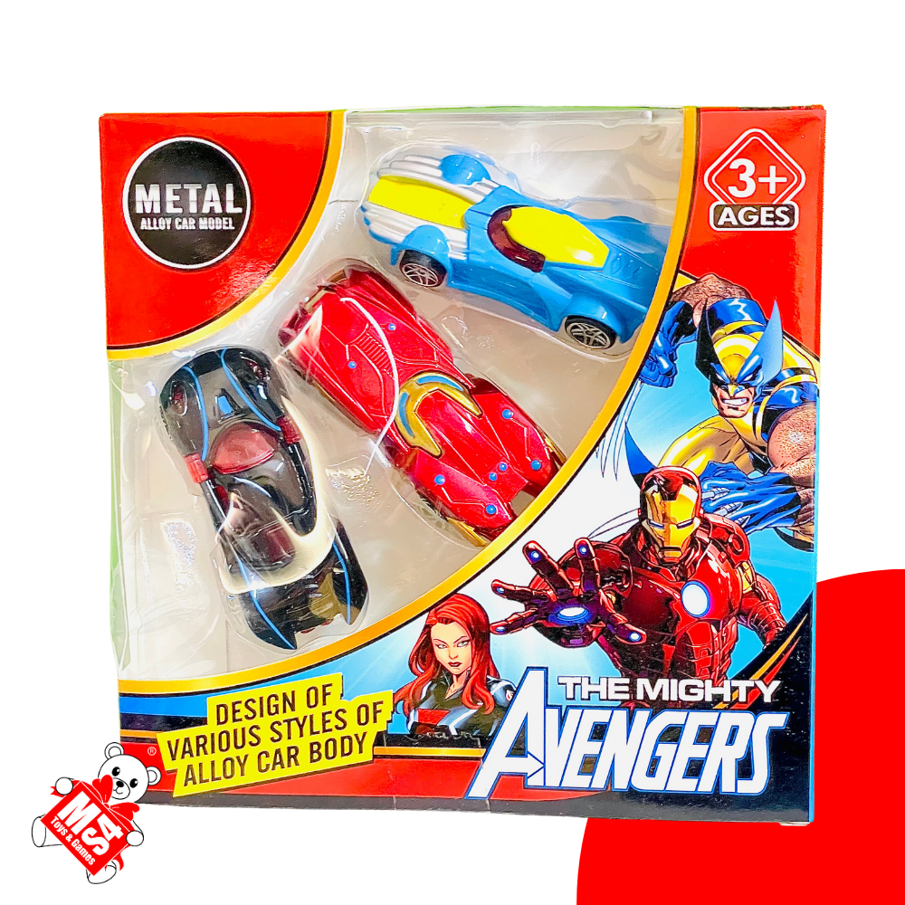 Super Hero 3pc Avengars Car Set | Metal Car with Fast Alloy Wheels