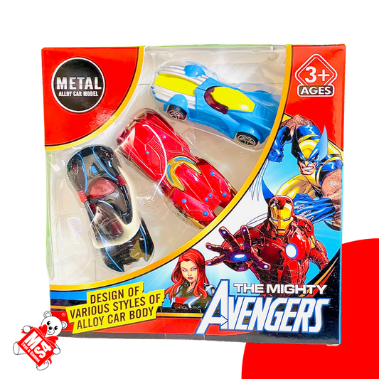 Super Hero 3pc Avengars Car Set | Metal Car with Fast Alloy Wheels