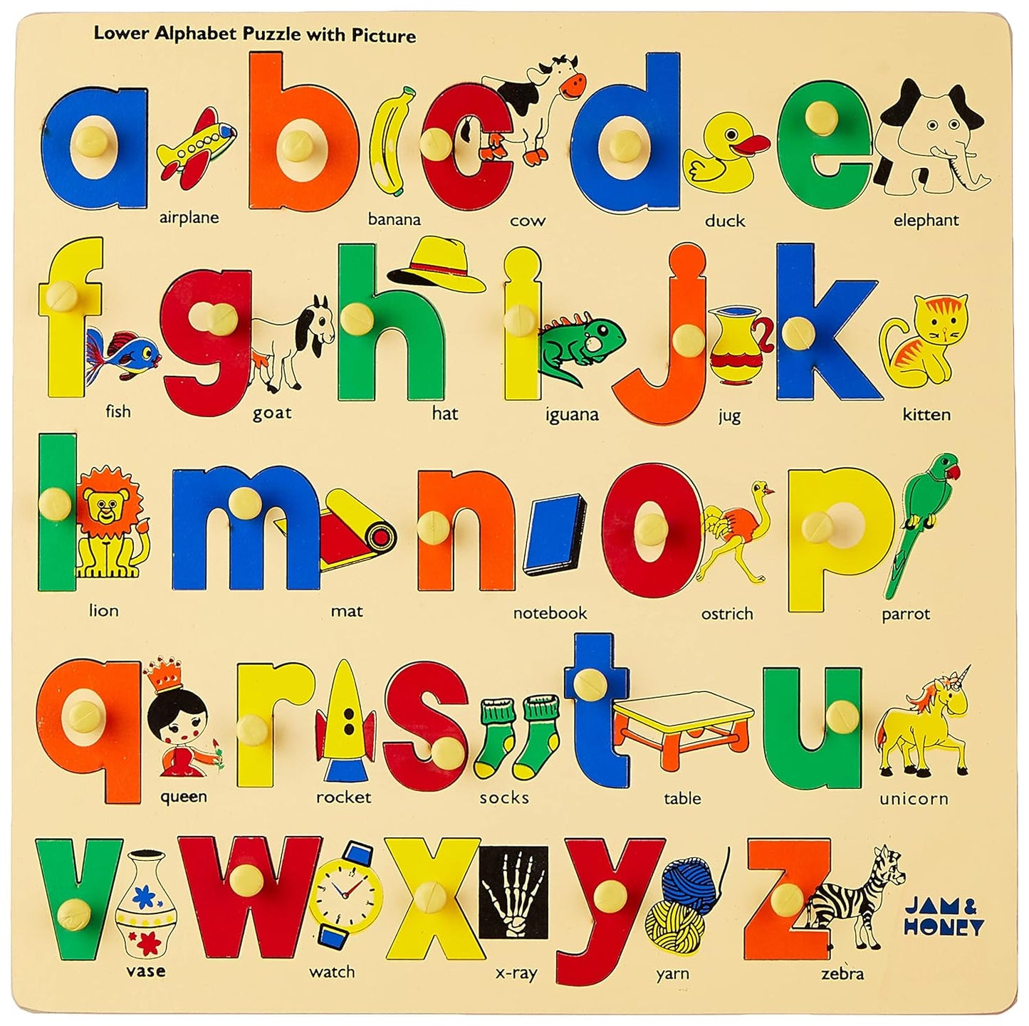 Alphabets Numbers Shapes Wooden Puzzle Tray Kids Learning