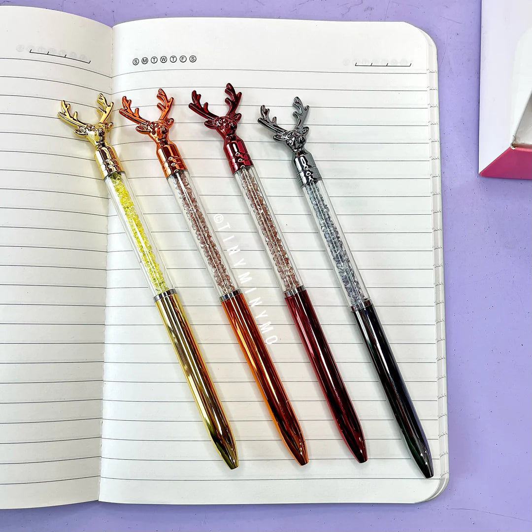 Deer Metallic Pen | With Gems | Super Kids Favourite Pen | Assorted